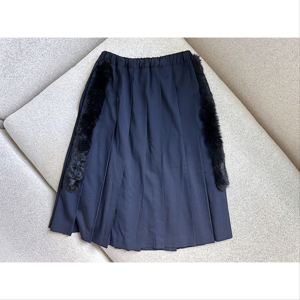 Comme Des Garcons Skirt with Faux Fur Stripes